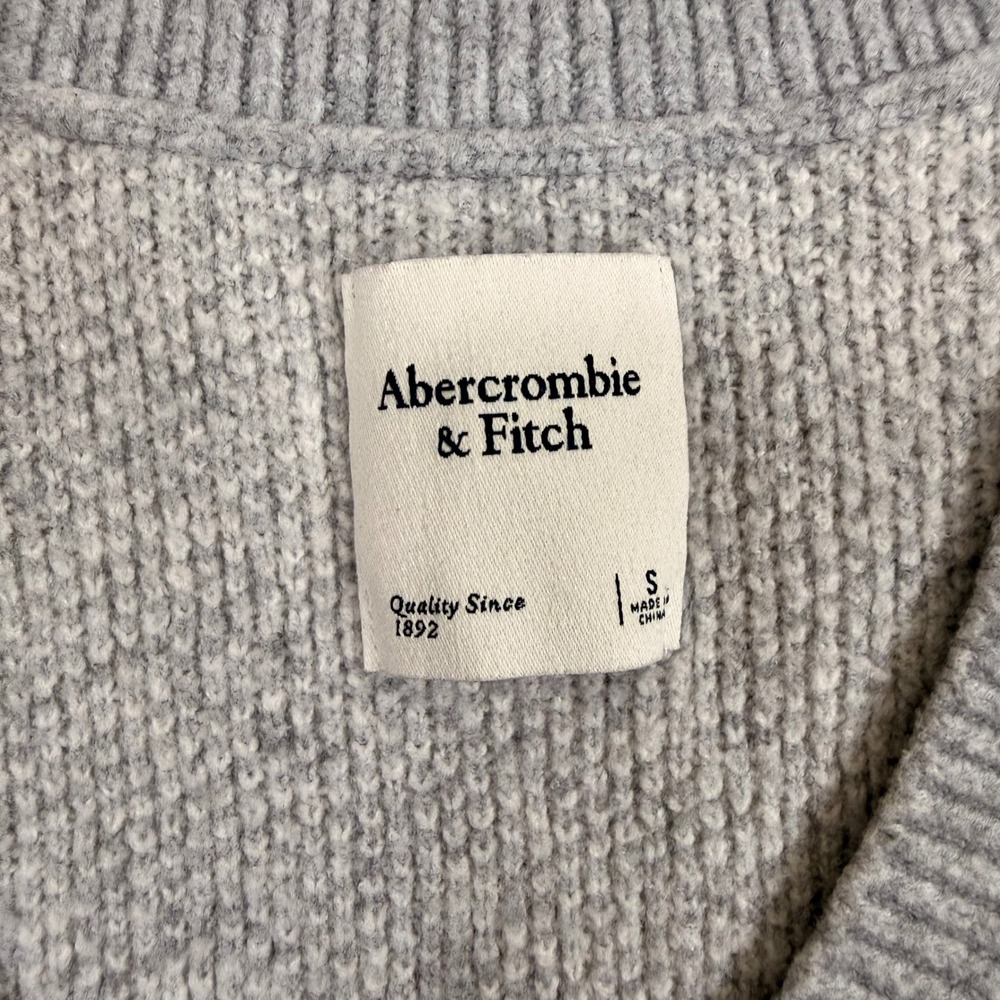 Abercrombie & Fitch Oversized Houndstooth V Neck Sweater Vest Gray White Size S - Picture 7 of 8